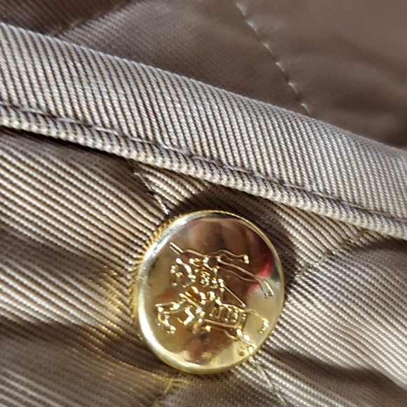 Burberry tan quilted cotton jacket coat nova check flip cuff and collar reverse - Picture 2 of 14